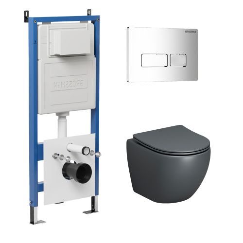 Инсталляция + кнопка смыва + унитаз Grossman Pragma 97.4455GMS.03.100