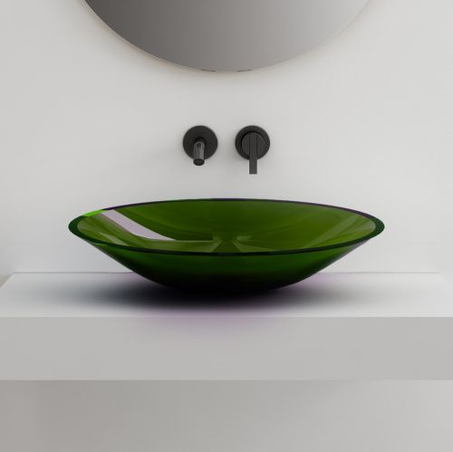 Раковина из полиэфирной смолы Abber KRISTALL AT2812Emerald 50х40 накладная цвет зеленый без отверстий под смеситель