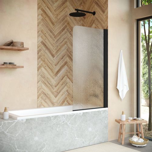 Душевая шторка на ванну Vegas-Glass EV+EV NOVO EV NOVO 70 02М 02 R 70х140 стекло рифленое профиль черный ориентация правая