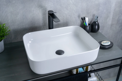 Раковина керамическая Gid Geométrico 51197 50х40 накладная цвет белый без отверстий под смеситель