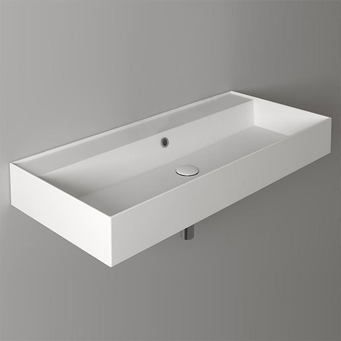 Раковина из сантехнического фарфора Simas Agile AG101 bi*0 100 см подвесная цвет белый без отверстий под смеситель