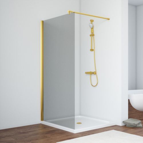 Душевая перегородка Vegas-Glass EAF TUR+NOVO EAF TUR NOVO 116 09 07 115х200 стекло тонированное профиль золото