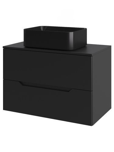 Тумба с раковиной Orange Line Li-70TubMDF+B02-460MB 70х50 подвесная цвет черный