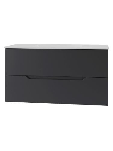 Тумба с раковиной Orange Line Li-100Tub+Ra 100х50 подвесная цвет черный