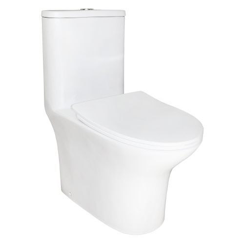 Унитаз напольный с бачком Azario AZ-8614B белый с сиденьем микролифт безободковый каскадный смыв