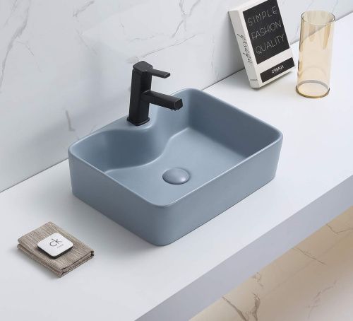 Раковина из сантехнического фаянса CeramaLux 7291MHL-4 50х40 накладная цвет синий 1 отверстие под смеситель