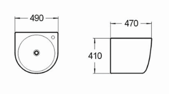 Раковина из сантехнического фаянса CeramaLux 500F 50х50 подвесная цвет белый 1 отверстие под смеситель - фото 2