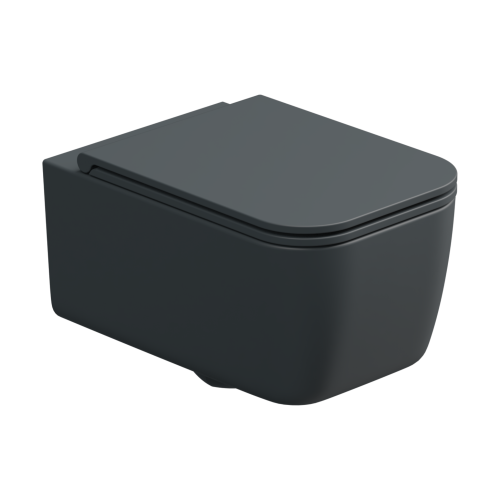 Чаша унитаза подвесная GSG Ceramic Design Brio BRWCSO028 цвет черный без сиденья безободковая каскадный смыв