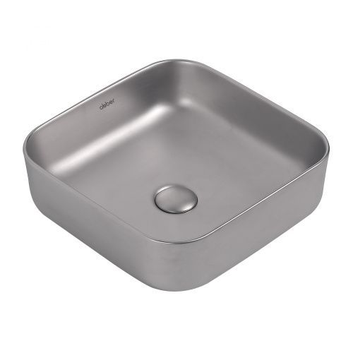 Раковина из сантехнического фаянса Abber RECHTECK AC2211MS 40х40 накладная цвет хром без отверстий под смеситель