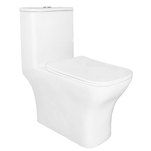 Унитаз напольный с бачком Azario Lodi AZ-8617 белый с сиденьем микролифт безободковый каскадный смыв