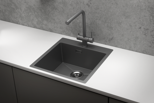 Кухонная мойка Granula 5151, ГРАФИТ МАТОВЫЙ 50х50 цвет черный поверхность матовая