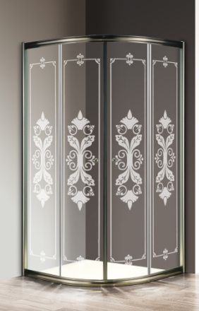 Душевой уголок Cezares GIUBILEO GIUBILEO-R-2-90-SCORREVOLE-CP-Br 90х90 стекло с рисунком профиль бронза без поддона