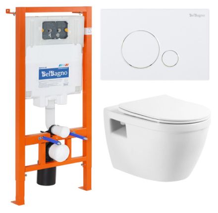 Комплект унитаз с инсталляцией с клавишей смыва  BelBagno LOTO BB070CHR/SC/BB002-80/BB014-SR-BIANCO