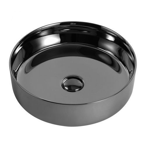 Раковина из сантехнического фаянса Abber BEQUEM AC2109GS 40х40 накладная цвет хром без отверстий под смеситель