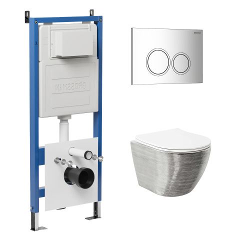 Инсталляция + кнопка смыва + унитаз Grossman Galaxy 97.4455SWS.01.100