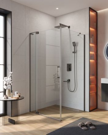 Душевой уголок Cezares SLIDER SLIDER-AH-1-100-100/110-C-GM 100х100 стекло прозрачное профиль оружейная сталь без поддона