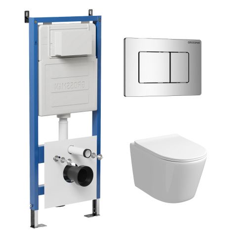 Инсталляция + кнопка смыва + унитаз Grossman Classic 97.4477S.04.10M