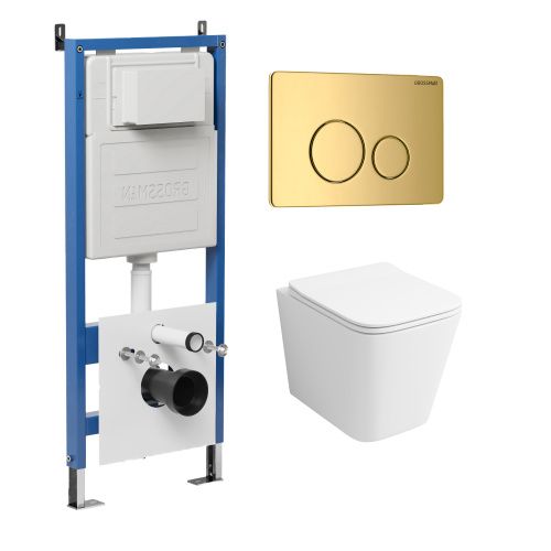 Инсталляция + кнопка смыва + унитаз Grossman Style 97.4441S.05.30M