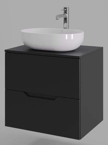 Тумба с раковиной Orange Line Li-60TubMDF+B05-480W 60х50 подвесная цвет черный