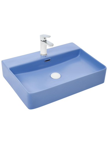 Раковина из сантехнического фаянса WeltWasser WW SK 10000004506 40 см накладная цвет голубой 1 отверстие под смеситель