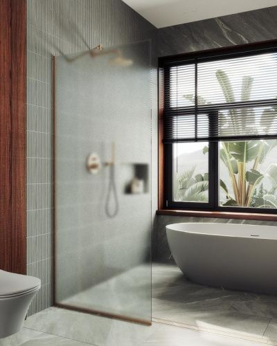 Душевая перегородка Maybah Glass MGD-700-2у 80х195 стекло тонированное профиль бронза