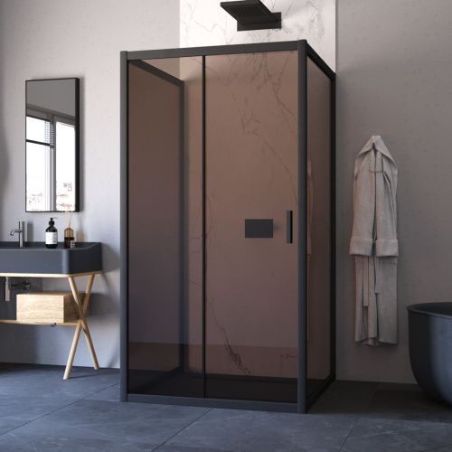 Душевой уголок Vegas-Glass ZP-U TUR+NOVO ZP-U NOVO h2000 120*100 02М 05 120х100 стекло тонированное профиль черный без поддона