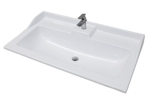 Раковина из искусственного камня Aquaton Фабиа 1A708031FB010 80х50 накладная цвет белый 1 отверстие под смеситель