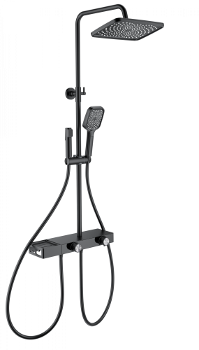 Душевая стойка Wonzon & Woghand WW-B4161-MB настенная цвет черный с термостатом
