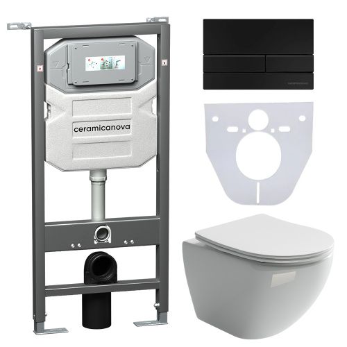 Инсталляция с кнопкой + унитаз + шумоизоляция Ceramica Nova CN4002_1002B_1000