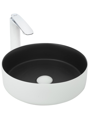 Раковина из сантехнического фаянса WeltWasser WW SK 10000004523 40 см накладная цвет белый/черный без отверстий под смеситель