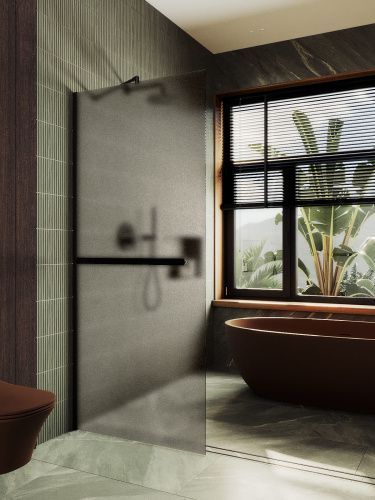 Душевая перегородка Maybah Glass MGD-716-6ш 120х195 стекло тонированное профиль черный