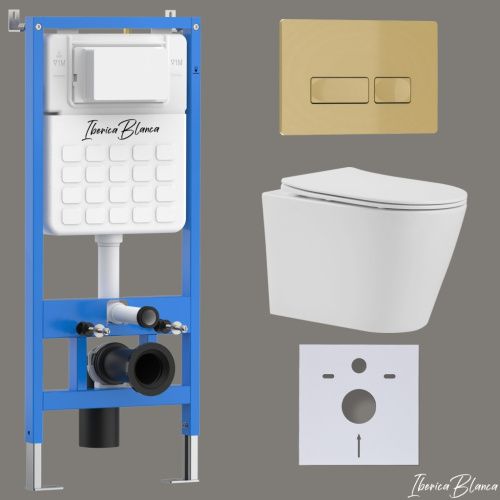 Комплект унитаз с инталляцией и клавишей смыва Iberica Blanca BURGOS ALTO IB001.BRA.231.215