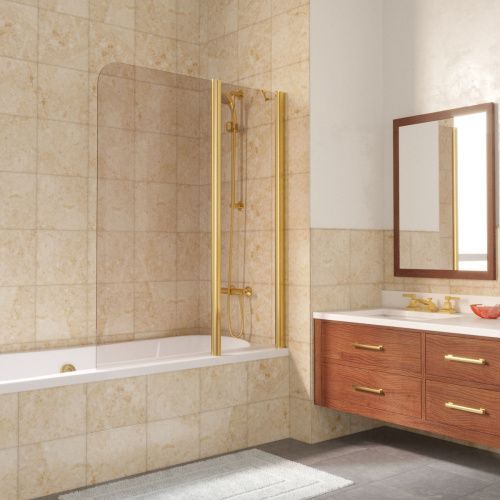 Душевая шторка на ванну Vegas-Glass E2V LUX ST E2V LUX ST 115 09 05 R 115х150 стекло тонированное профиль золото ориентация правая