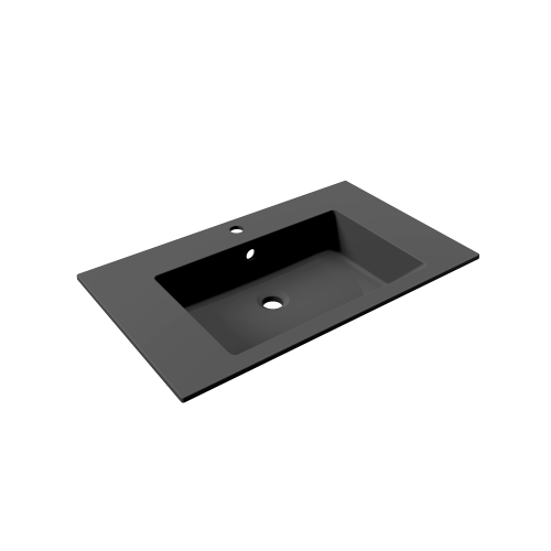 Раковина из искусственного камня Uperwood Megan 45481000003 80х50 полувстраиваемая цвет черный