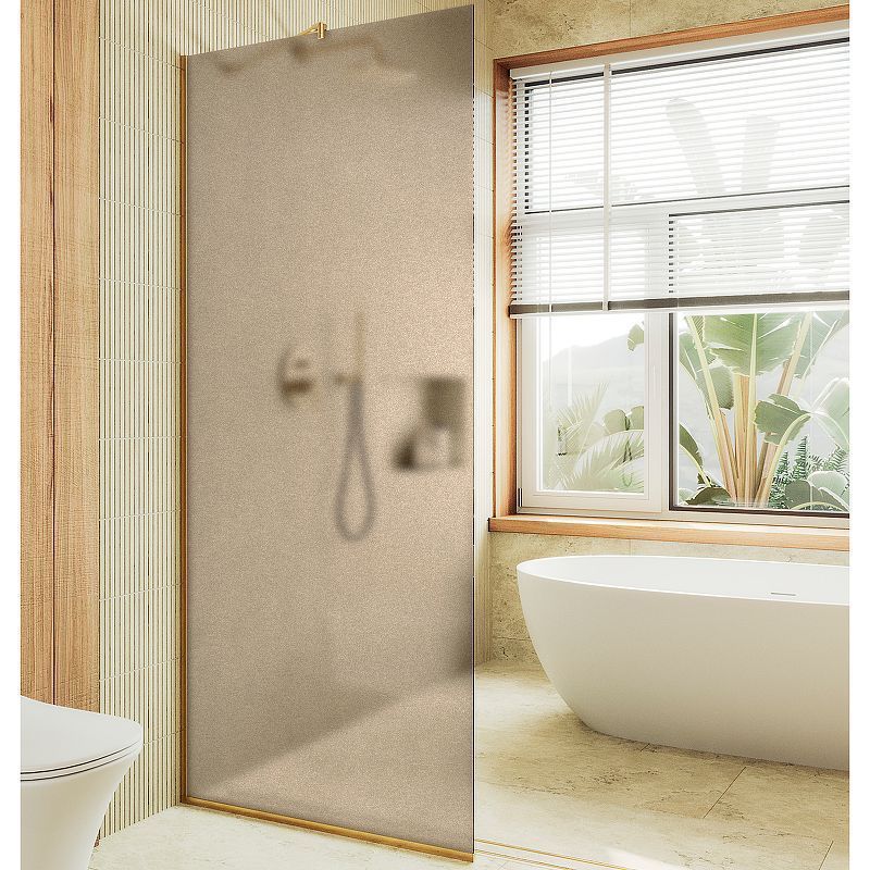 Душевая перегородка Maybah Glass MGD-679-3у 110х195 стекло тонированное профиль золото