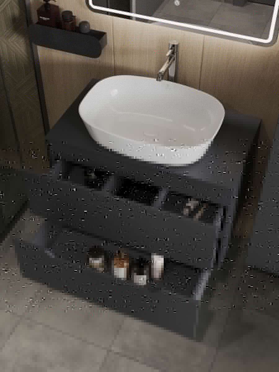 Тумба с раковиной Orange Line Li-80TugMDF+B08-500W 80х50 - фото 4