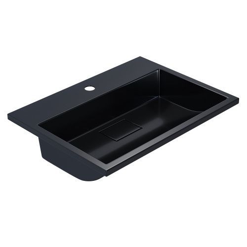 Раковина из искусственного камня Uperwood Barsa 3939193461 60х50 полувстраиваемая цвет черный