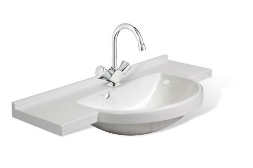 Раковина из искусственного камня Эстет Куба ФР-00014941 90х40 накладная цвет белый 1 отверстие под смеситель