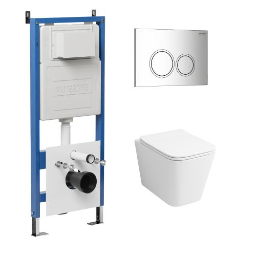 Инсталляция + кнопка смыва + унитаз Grossman Galaxy 97.4441S.01.100