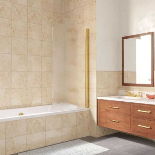 Душевая шторка на ванну Vegas-Glass EV LUX EV LUX 60 09 02 R 60х150 стекло рифленое профиль золото ориентация правая