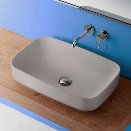 Раковина керамическая Kerasan TRIBECA 514159 60 см накладная цвет серый без отверстий под смеситель