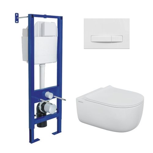 Комплект унитаз с инталляцией и клавишей смыва Berges АТОМ Line 043358