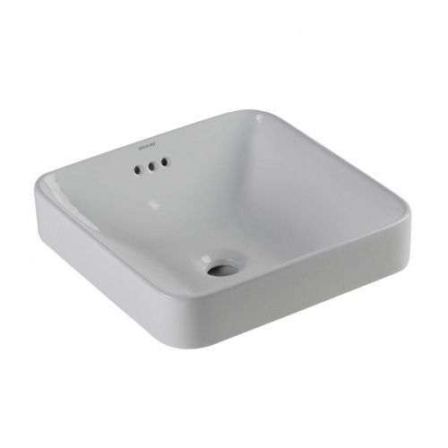 Раковина из сантехнического фарфора Bravat C22327W-ENG 40х40 накладная цвет белый без отверстий под смеситель