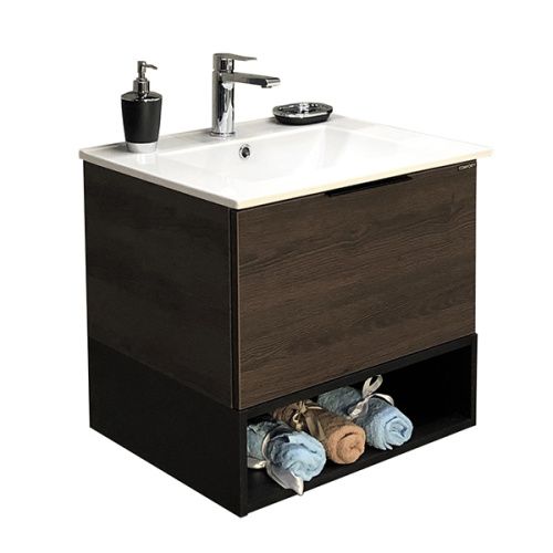Тумба с раковиной Comforty Франкфурт 00004150530CF 60х50 подвесная цвет коричневый