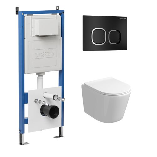 Инсталляция + кнопка смыва + унитаз Grossman Cosmo 97.4477S.02.210