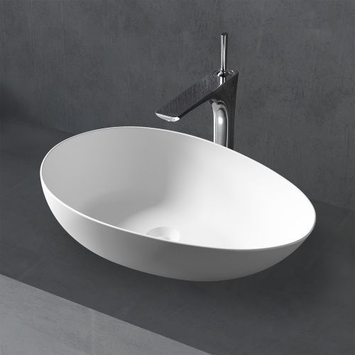 Раковина из искусственного камня Abber STEIN AS2615 60х40 накладная цвет белый без отверстий под смеситель