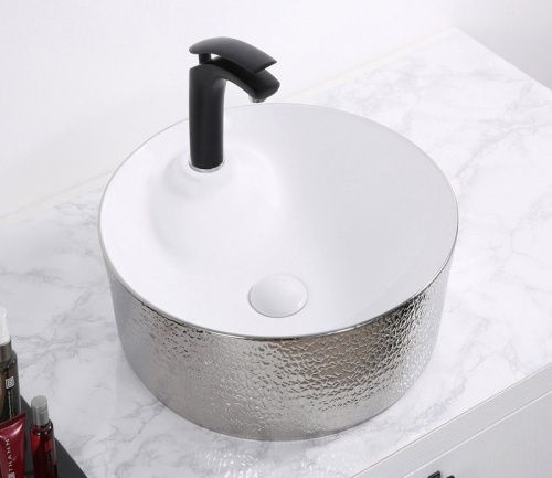 Раковина из сантехнического фаянса CeramaLux D1306H021 40х40 накладная цвет белый 1 отверстие под смеситель