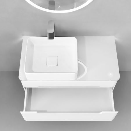 Тумба под раковину Jorno SHINE Shi.01.90/P/W 90х50 подвесная цвет белый - фото 2