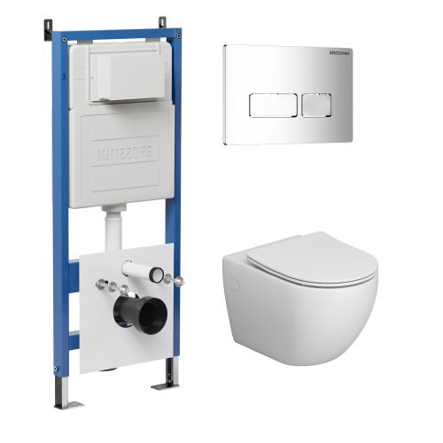 Инсталляция + кнопка смыва + унитаз Grossman Pragma 97.4411S.03.100