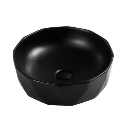 Раковина из сантехнического фаянса BelBagno BB1409H301 40х40 накладная цвет черный без отверстий под смеситель